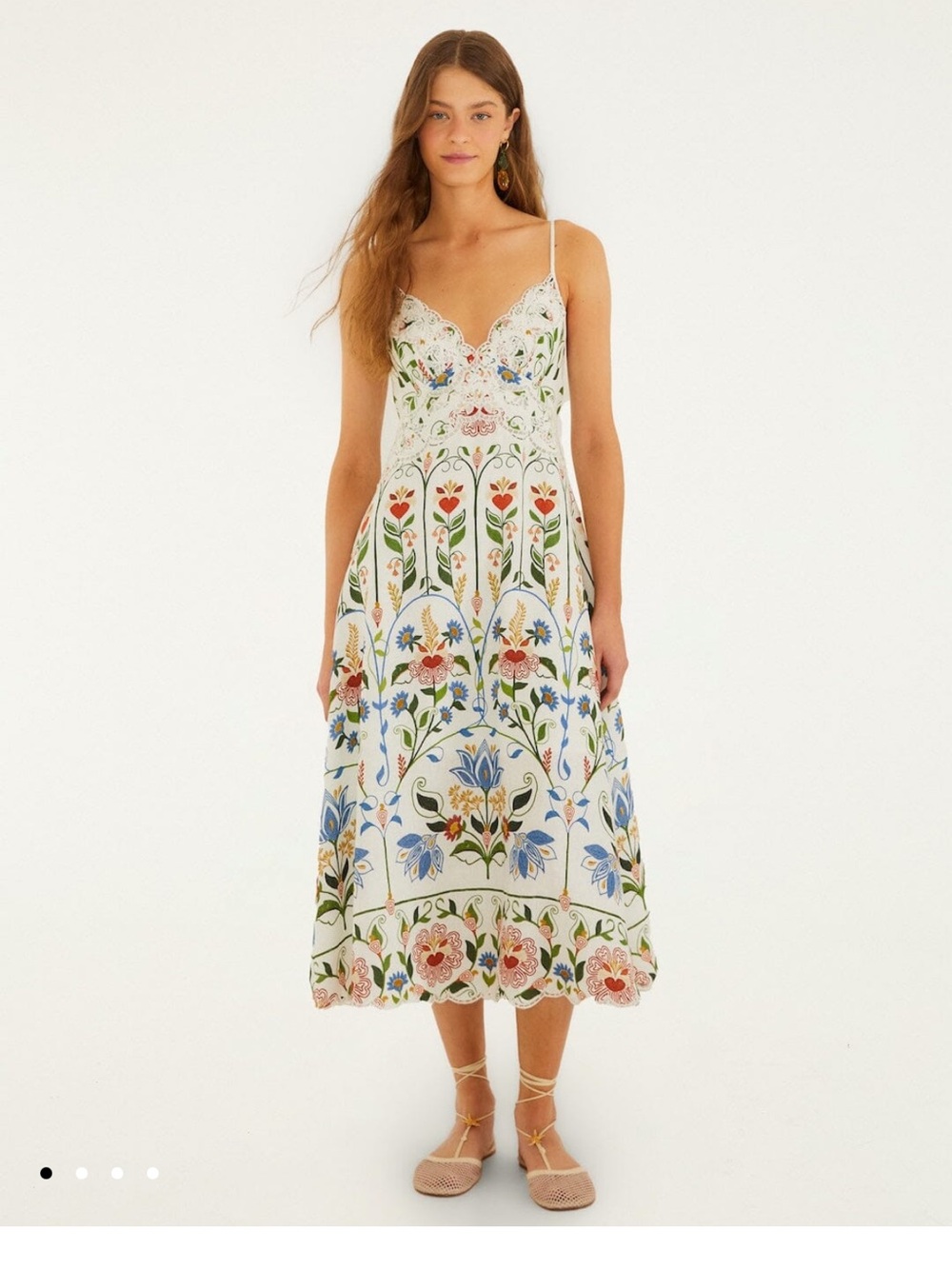 FARM Rio off white stitched garden Midi Dress - Picture 5 of 6